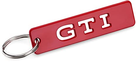 Volkswagen 1H2087010D Schlüsselanhänger GTI Logo Schriftzug Schlüsselring Metall Anhänger Keyring, rot