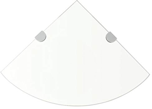 WIFESE Eckregal Halterungen Glas 25x25x0,8 cm Regalboden Glas Glasregalboden Bad Regal Glas Schwebend für Wohnzimmer Badezimmer Glasregal Wandregal Glas Transparent Gehärtetes Glas mit Verchromten