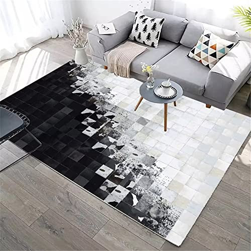 DJHWWD Teppich Auslegware Teppich Bad Schlafzimmer Rechteckiger Teppich Schwarz Weißer Teppich Wohnzimmer Bodenmatte Waschbare Teppich 50X80CM