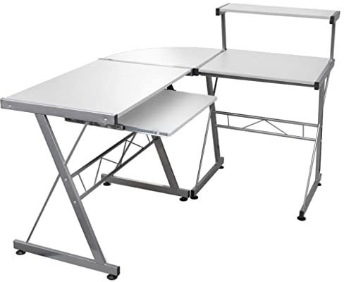 Bureau d ordinateur d angle Blanc 132x112x99 cm Bois ingénierie