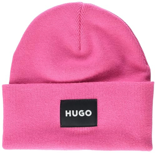 HUGO Herrenmütze mit quadratischem Logo, Baumwollmischgewebe, Rosa Nelke, Einheitsgröße