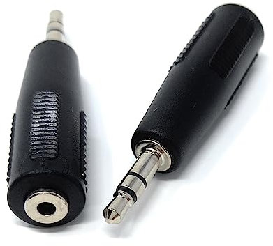 DRUT 2pcs 2.5mm Socket to 3.5mm Jack Plug Stereo Adapter Audio Adapter Cable Converter (Silver Black)