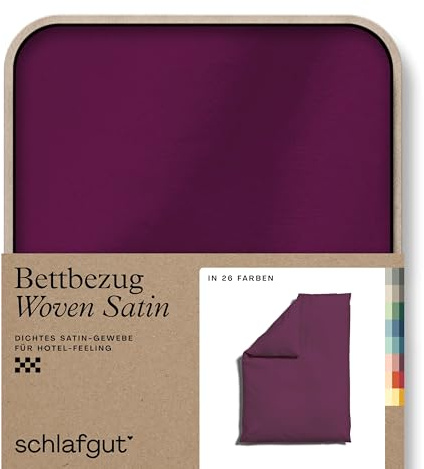 schlafgut Woven Satin Bettwäsche 155x220cm Bettdecke Bezug einzeln, Purple Deep Uni in Hotelqualität mit 100% Baumwolle | Bettbezug, Deckenbezug, Lila, Satin, 100% Baumwolle, Hotelqualität, bügelfrei, OEKO-TEX