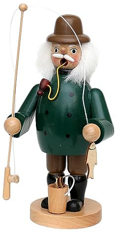 Dekohelden24 Holz Räuchermann als Angler, L/B/H 11,5 x 11 x 20 cm
