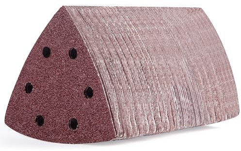 MIDO Professional Abrasive 120 cuscinetti abrasivi per mouse da 93 mm, 6 fori, per levigatrice a triangolo, con gancio e anello assortiti, grana 40/60/80/120/180/240