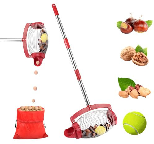 GZWY Recogedor de frutas con mango telescópico, recogedor de nueces, recogedor de nueces, avellana, recogedor de manzanas con mango telescópico también como pinza para pelotas de golf, pelotas de