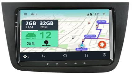 YUNTX [2GB+32GB] Android 12 Autoradio mit Navi für VW Seat Altea 2004-2015-9 Zoll Touchscreen-Kostenlose Kamera-DAB/GPS/Lenkradsteuerung/MirrorLink/Bluetooth 5.0/WiFi/USB/4G/CarPlay