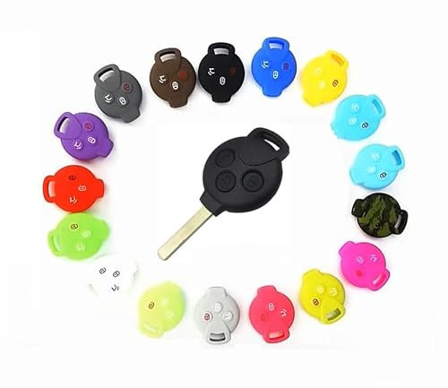 TEKLIGHT Cover Guscio Silicone VARI COLORI Compatibile Con Chiave Smart 451 Fortwo Forfour Gomma 3 Tasti Portachiavi Custodia Morbido Protezione Telecomando (VIOLA)
