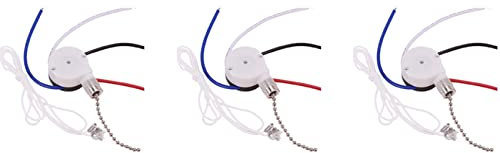 ENERRGECKO 3 x Kit interruttore ventilatore a soffitto a 3 velocità a 4 fili, interruttore di controllo della velocità a scorrimento, interruttore di trazione ZE-208S con corda