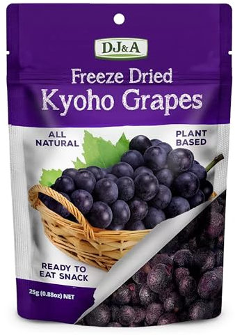 DJ & A Freeze Dried Kyoho Grapes 10 x 25 Grams Pack - 100% Natural & Non GMO Healthy Snacks - Plant Based Fruit Snacks - Fruity Crisps Multipack