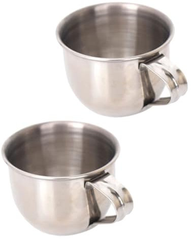 IMIKEYA 2 Tazze da Caffè Piccole in Acciaio Inossidabile con Manici Mini Bicchieri da Vino Birra Infrangibili Tazze da Campeggio per Tè Latte Acqua