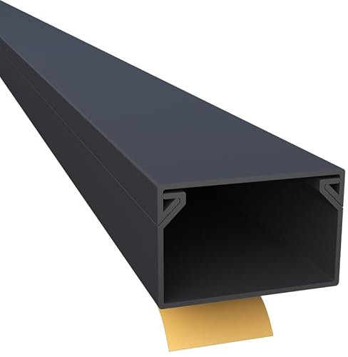 CILSON WDK2516SS 2700150 Kabelkanal Selbstklebend 25x16mm 10m, Schwarz - 10 Stück 1 m / 1000 mm, Breite und Flache Kabelabdeckung, Einfaches Zuschneiden