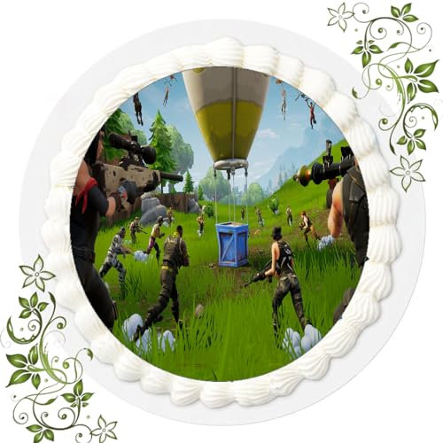 ich FONDANT Tortenbild, Zuckerbild mit Motiv, Essbares Foto für Torten, Tortenbild, Tortenaufleger Ø 20cm FONDANT Gamer Game Fortnite Nr. 20