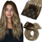Moresoo Clip in Extensions Echthaar, Salon Qualität Weiches Glattes Haar 60 cm 7 Stück 120g Extensions Clip in #4/6/613 Braun zu Kastanienbraun mit Platinblond, Leicht zu Tragen Solide und Langlebig