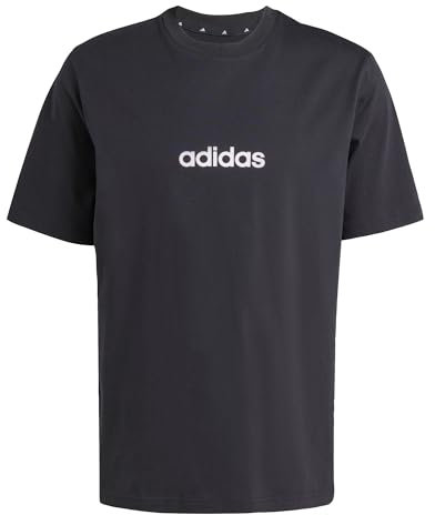 adidas Herren Essentials LINEAR Single Jersey Tee, Black/White, XL