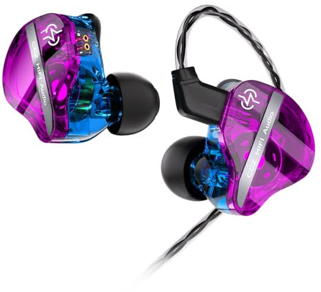 keephifi CCZ DC01 Pro Auriculares in Ear con Cable, 1DD Bass HiFi IEM Afinación en Forma de V, Auriculares in Ear Monitor, OFC Cable Desmontables de 2 Pines-Z in Ears (Morado,Sin micrófono)