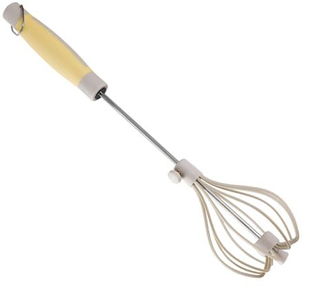 Teksome Hand Rotary Whisk Blender, Metal Whisk, Semi-Automatic Whisk, Hand Whisk, Adjustable Egg Spinner, Non-Stick Stainless Steel for Egg Beater