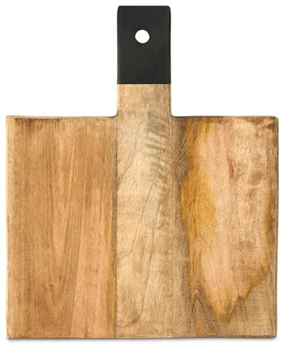 Bravich Mango Wood Chopping Board with Black Handle. Wooden Chopping Board for Food Prep, Serving Tray, Pizza Paddle & Cheese Board. Wooden Chopping Boards for Kitchen Accessories - 30cm