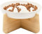 Raised Cat Bowl, Raised Cat Slow Feeder Ceramic Elevated Bowl Anti-Gulping Anti Vomiting, with Wooden Stand, Cat Food Bowl Eating Interactive for Puppies Kittens (White)