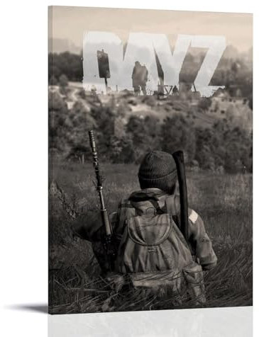 Lustiges Multiplayer-Poster DayZ Survival Vintage-Videospiel-Poster, Druck für Schlafzimmer, Leinwand, Wandkunst, ästhetisch, dekorativ, 50 x 75 cm, Rahmenstil