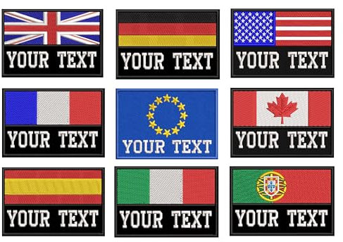QIMAMADE 2 x individuelle Flaggen-Patches, personalisierbar, Stickerei, Nummernschild, taktische Abzeichen für Militäruniform, Rucksäcke, Jacken, Jeans, Westen, Hundegeschirr, Haken zum Befestigen