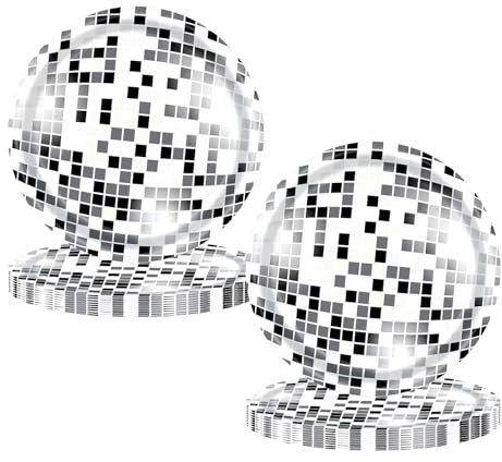 XNHIU 50 Disco-Teller, Discokugel-Pappteller, 17,8 cm, Disco-Pappteller, Retro-Glam-Themen-Party-Teller für 70er-Jahre, Hochzeit, Geburtstag, Junggesellinnenabschied, Disco-Partyzubehör