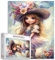 Tucocoo Cute Little Girl Jigsaw Puzzles for Adults 1000 Piece, Flowers Hat Fantasy Art Puzzles Colorful DIY Crafts Puzzles for Home Decoration Gifts, Family Challenging Puzzle Perfect for Game Nights