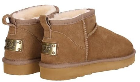 OOG Damen Leder Schlupfstiefel Winter Boots Schneestiefel Outdoor rutschfest Winterschuhe Warm Gefüttert (5889Camel, Erwachsene, Damen, 41, Numerisch, EU Schuhgrößensystem, M)