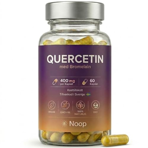 Quercetin 500mg - 60 Veganska Kapslar (1 till2 Månaders Förbrukning) - Högkoncentrerat Antioxidanttillskott - Glutenfri & GMO-fri - Tillverkad i Sverige av Noop Alternativ till Resveratrol