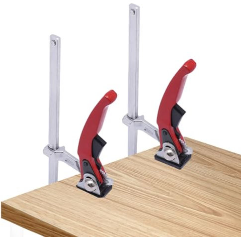 BONJUME Abrazadera De Mesa Totalmente De Acero Con Mango De Palanca, 2 Piezas, 210 Mm De Capacidad Y 90 Mm De Profundidad De Garganta