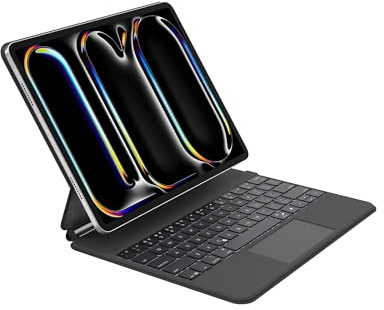 Belkin Pro Tastaturhülle mit magnetischem Ständer, Bluetooth-Tastatur mit Hintergrundbeleuchtung, Multi-Gestensteuerung, magnetischer Apple-Stift-Speicher-Kompatibilität und Multimedia-Tasten für iPad