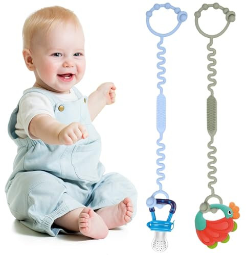 JEYORZY 2 Pezzi Cinghie di Sicurezza per Giocattoli, Catena Ciuccio per Cup Catcher Senza Bpa, Catena Ciuccio per Cup Catcher, Per Ciuccio per Cintura di Sicurezza Passeggino Seggiolone Culle