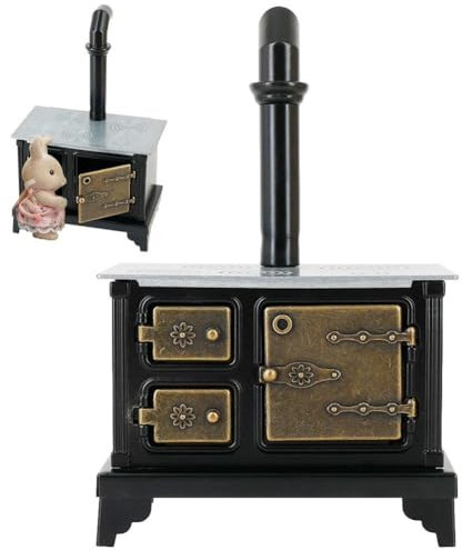 Ymxygz Estufa En Miniatura para Casa De Muñecas, Mini Chimenea Larga De Metal Vintage, Decoración De Paisaje, Accesorios para Muebles DIY, 1/12