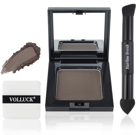VOLLUCK Root Touch up Powder – Instant Hairline Powder for Thinning Hair, Natural Grey Hair Cover up for Women and Men (Medium Brown, 12 g)