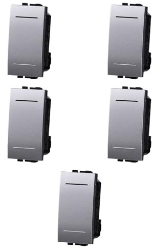 5x Invertitore 16A, Modulo Grigio, Compatibile Con BTicino Living, frutti, interruttori, pulsanti, deviatori, dimmer, sensori, PIR, buzzer, Per Placche originali e compatibili