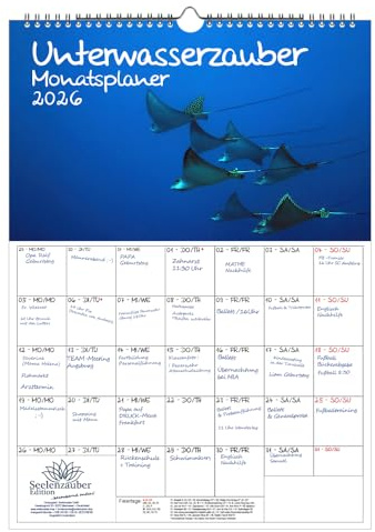 Unterwasserzauber Planer DIN A3 Kalender für 2026 Unterwasser - Seelenzauber