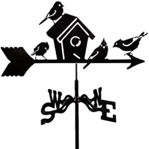 Girouette De Jardin Exterieur A Piquer, Oiseaux Et Nids Girouette en Métal Noir De Toit, Girouettes Balcon Moulin À Vent Piquet De Jardin Oiseaux Decoratif, Indicateur De Direction du Vent