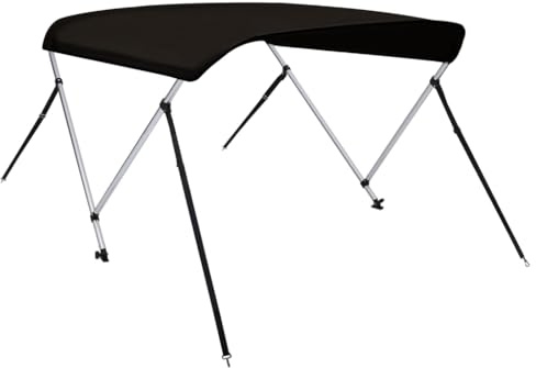 Emmtore Toldo Bimini de 2 Arcos, Capota Impermeable para Barco con Paredes Laterales, Cubierta para Barca, Protección contra Granizo Lluvia UV, Negro