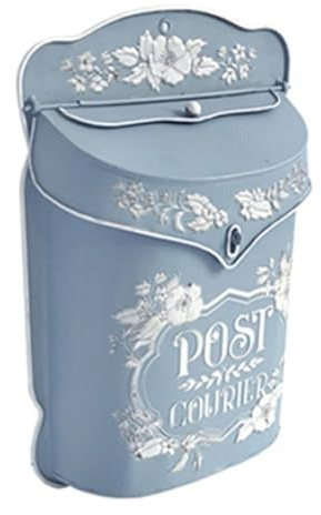 Wandbriefkasten, Standbriefkasten Freistehend aus Eisenmetall, Postkasten mit Schlüsselschloss für Zuhause, Büro, Gewerbe, Dekoration, 39x27x9cm, Blau