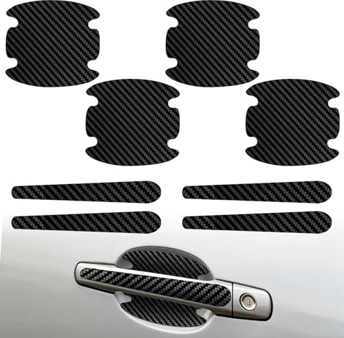 8 Pcs Car Door Handle Scratch Protectors, Carbon Fiber Car Door Handle Scratch Protector Universal Paint Scratchs Sticker(Black)