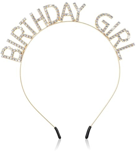 Golden Geburtstag Kronen,Geburtstag Kopfschmuck,Strass Prinzessin Haarband,Birthday Girl Tiara, Happy Birthday Zubehör für Frauen Mädchen Geburtstag Dekoration