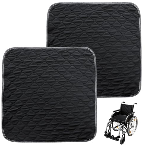 Waschbare Inkontinenz Stuhlauflage 2 Stück, 50x50cm wasserdichte Rutschfester Inkontinenzunterlage für Sessel, Liegestühle, Autositze, Sofa, Schwarz