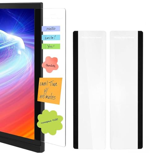 Monitor Memo Board, 2 Pcs Acrylic Computer Message Board, 28x7.5cm Computer Desk Accessories, Sticky Note Holder, Clear Computer Reminder for for Computer Monitors Scree, Left & Right
