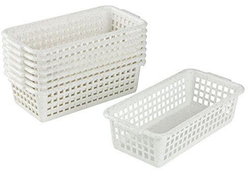 Kigima Aufbewahrungskorb 20x10x5,5cm 0,7L 8er Set – Allzweckkorb aus robustem Plastik (BPA-frei) – Aufbewahrungsbox für Küche & Bad – Haushaltskorb zur Aufbewahrung – Korb für Aufbewahrung – Granit