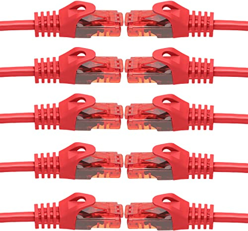 BIGtec LAN Kabel 0,5m Netzwerkkabel Patchkabel rot RJ45 >> 10 Stück << | Gigabit Ethernet Kabel Netzwerk Switch Gaming PC kompatibel PS5 CAT7 CAT6