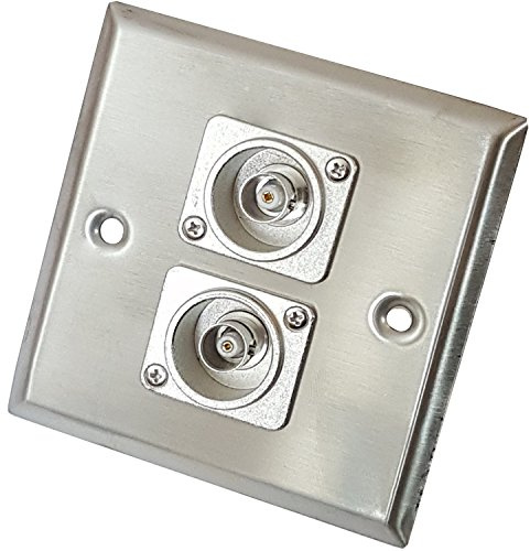 Brushed Steel Twin (2x) BNC Female/Socket Metal Wall Face Plate Outlet – CCTV Camera, Security, DVR Video, TV, Coaxial, Audio - CableFider