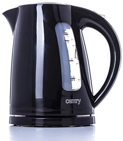 ADLER Camry Kunststoff-Wasserkocher 1,7 l, Antikalk-Filter, flaches Heizelement, Schwarz