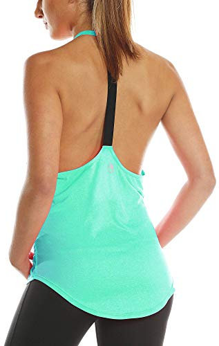 icyzone Damen Fitness Sport Tank Top Ärmelloses Sport Oberteil Yoga Gym Shirt (M, Ice Green)