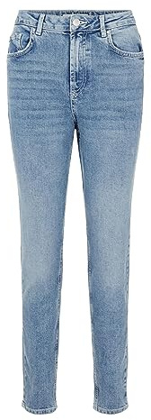 Pieces Damen Pcleah Mom Hw ANK Lb110-ba/NOOS Slim Jeans, Blau (Hellblau Denim), S