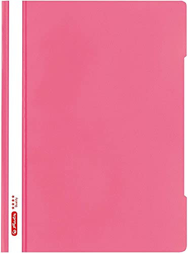 Herlitz Schnellhefter A4 - Quality, Polypropylen-Folie, Glasklar mit Beschriftungsstreifen, pink 1 Stück